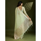 Light Green Tissue Checks Saree