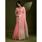 Peach Tissue Checks Saree