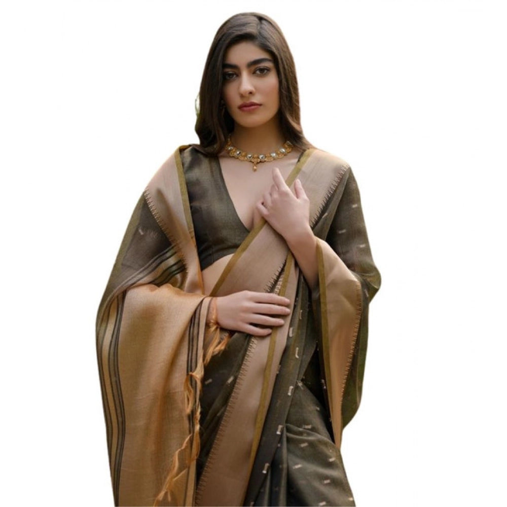 Coffee Silk Blend Butti Saree