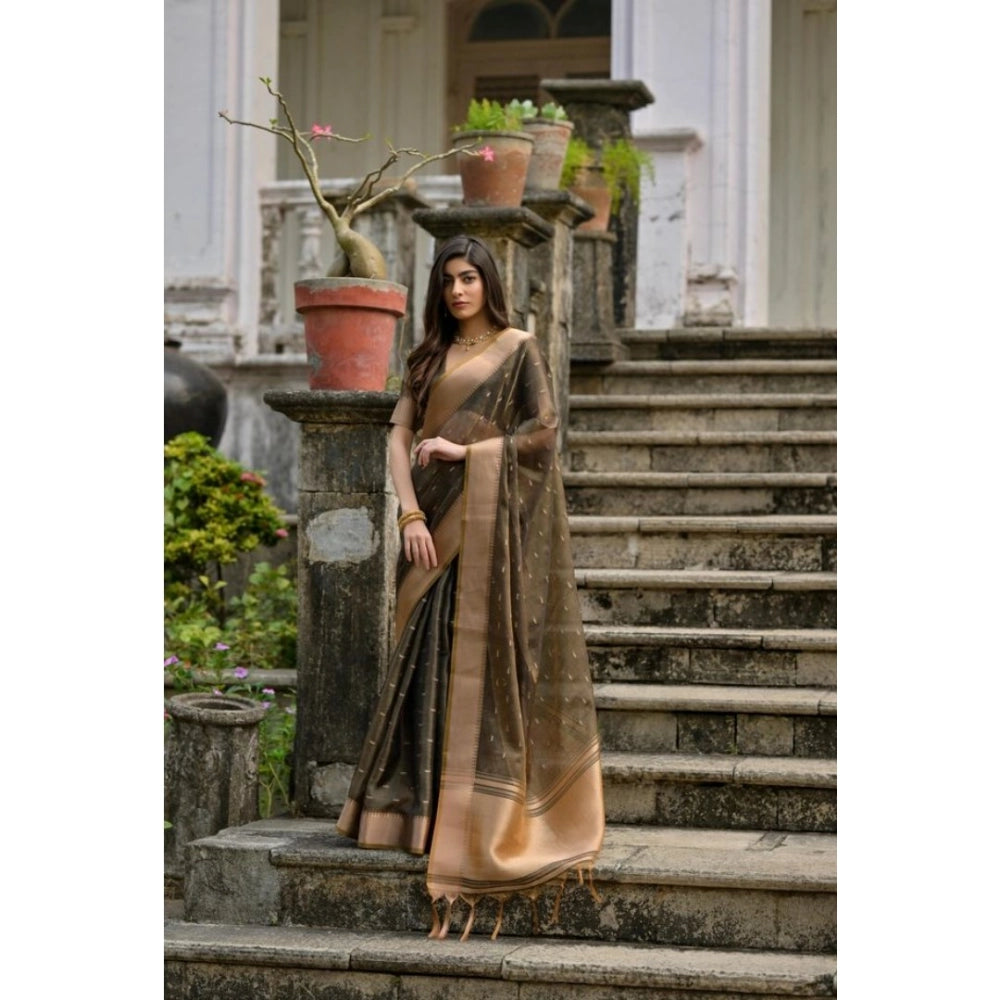 Coffee Silk Blend Butti Saree