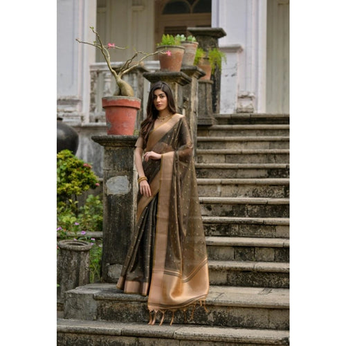 Coffee Silk Blend Butti Saree