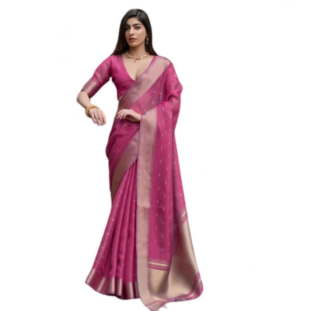 Pink Silk Blend Butti Sare