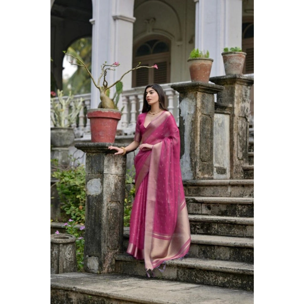 Pink Silk Blend Butti Sare
