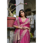 Pink Silk Blend Butti Sare