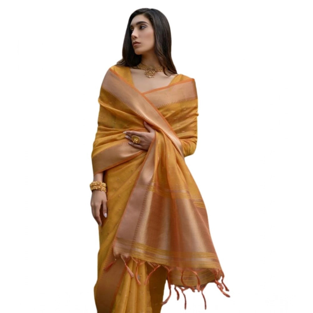 Silk Blend Butti Sare (Mustard)
