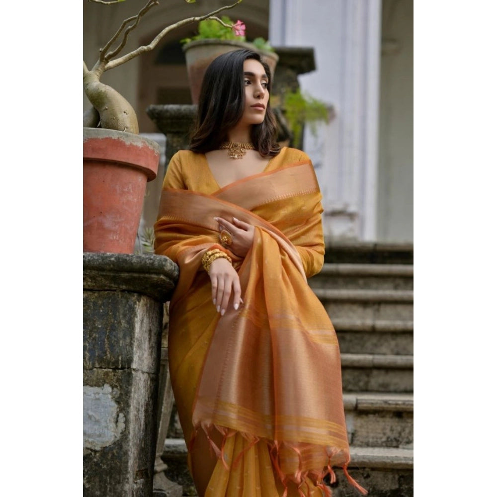 Silk Blend Butti Sare (Mustard)