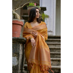 Silk Blend Butti Sare (Mustard)