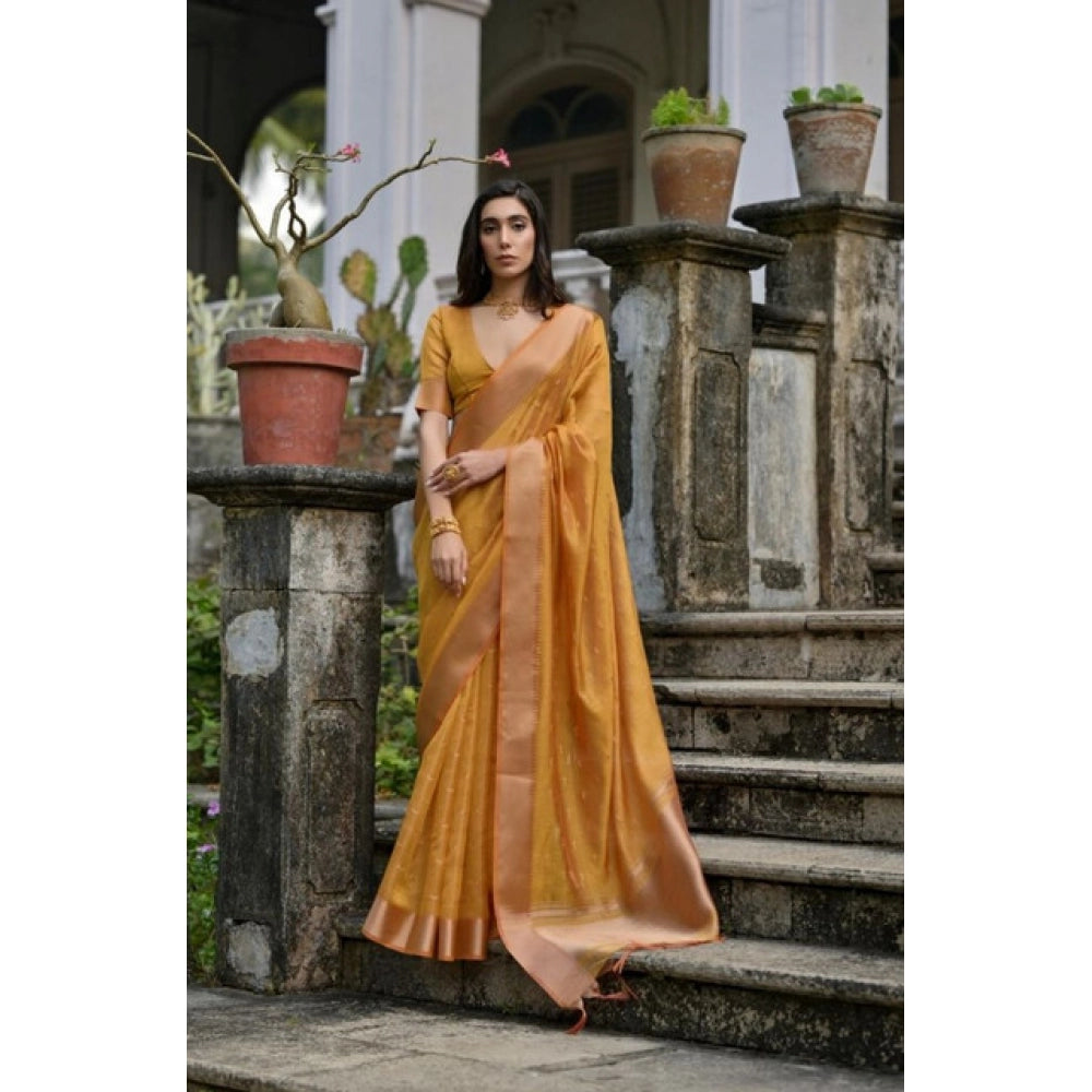 Silk Blend Butti Sare (Mustard)