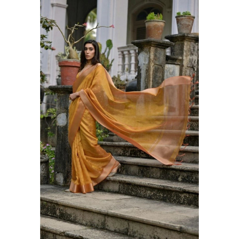 Silk Blend Butti Sare (Mustard)
