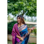 Blue Katan Silk Zari Weaving Saree