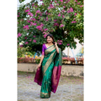 dark green Silk Zari Weaving Saree
