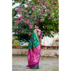 dark green Silk Zari Weaving Saree