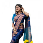 navy blue Silk Zari Weaving Saree