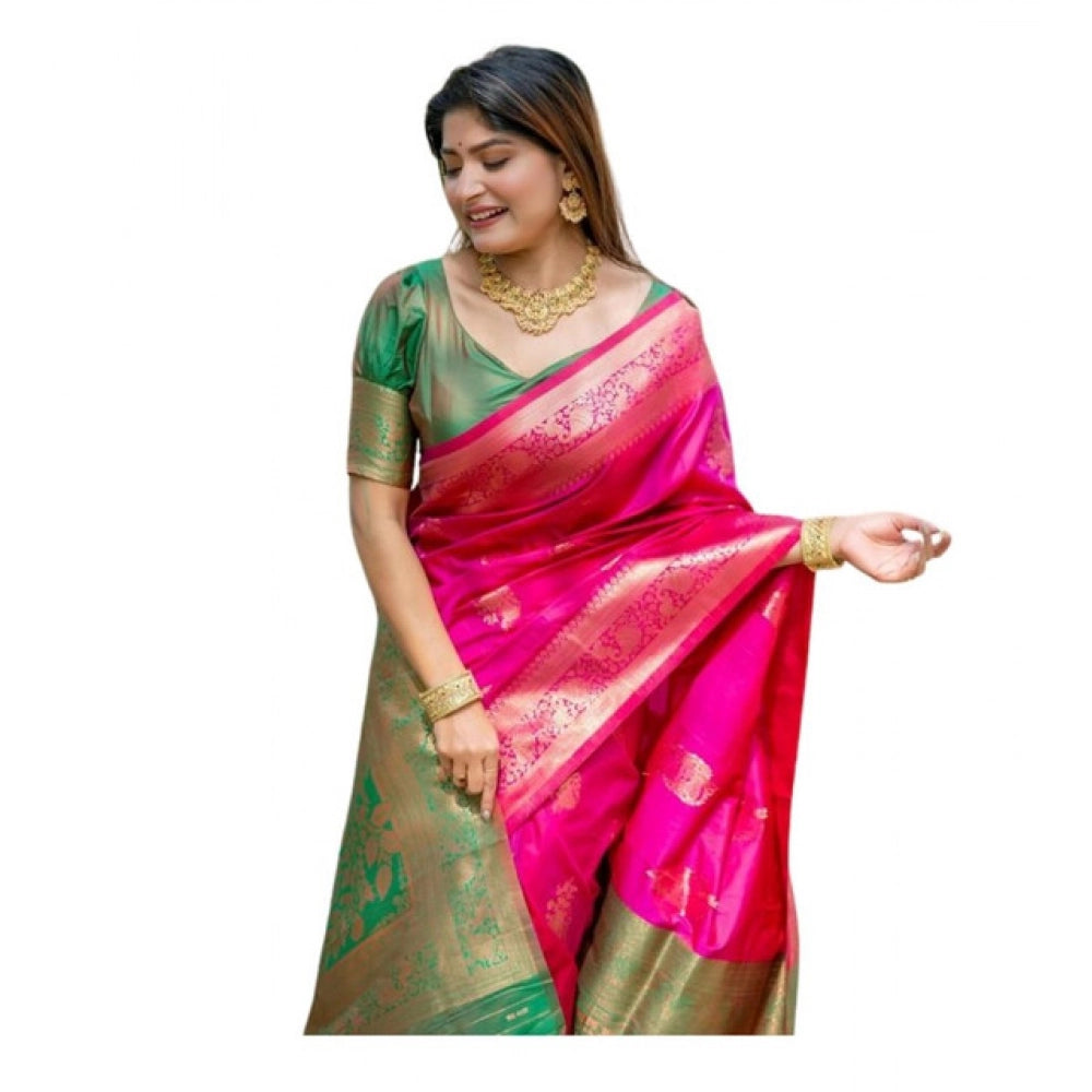 Pink Silk Zari Weaving Saree