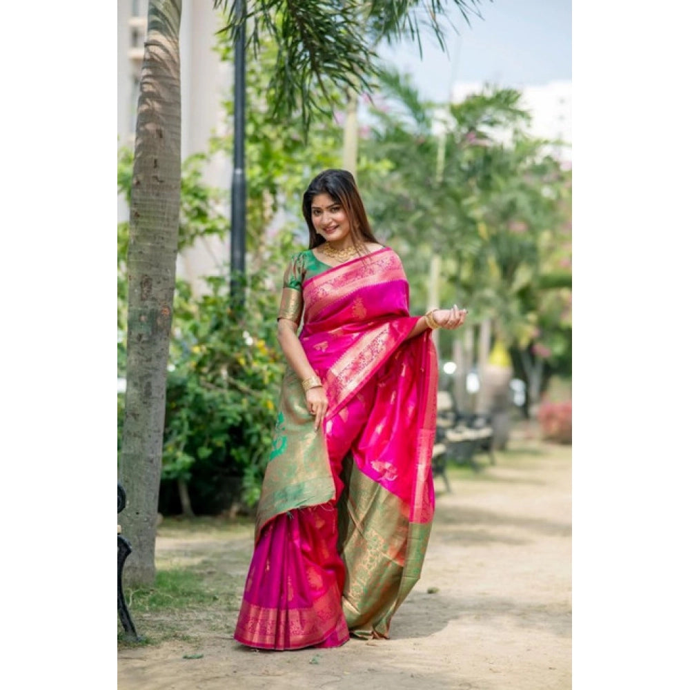 Pink Silk Zari Weaving Saree