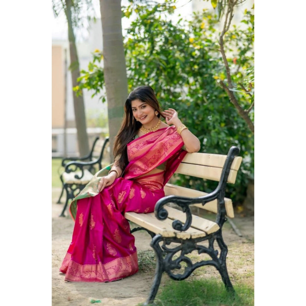 Pink Silk Zari Weaving Saree