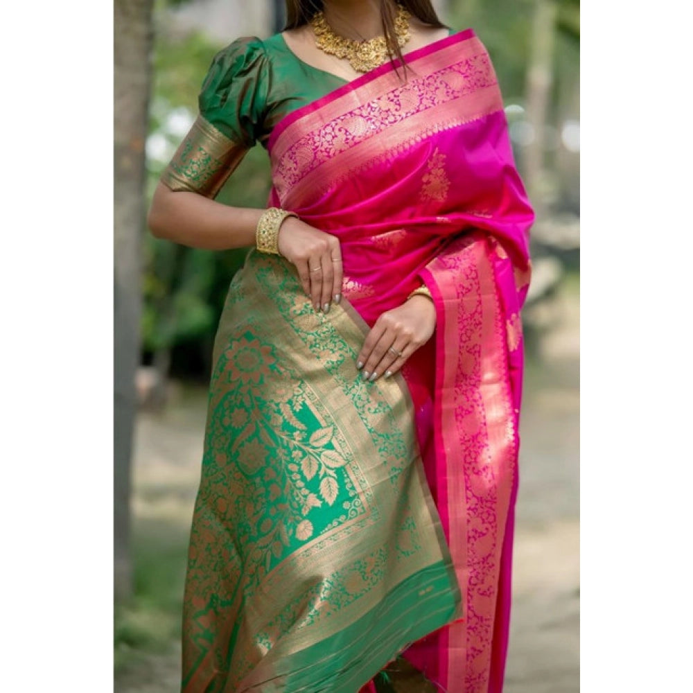 Pink Silk Zari Weaving Saree