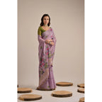 Lavender Cotton Floral Motifs Saree