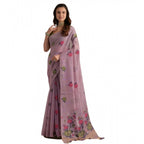 Lavender Cotton Floral Motifs Saree
