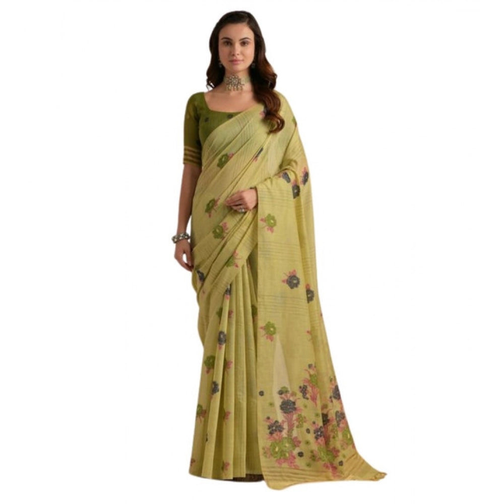 Cotton Floral & Woven Buttas Saree