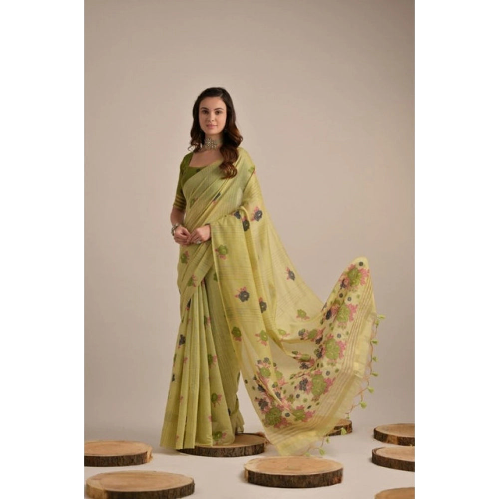 Cotton Floral & Woven Buttas Saree