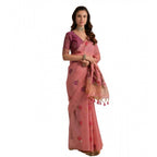 Blush Pink Floral Cotton Saree