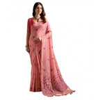 Pink Floral Print Cotton Blended Saree