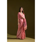 Pink Floral Print Cotton Blended Saree