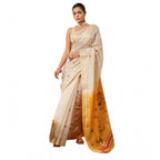 Mustard Woven Motifs Cotton Blended Saree