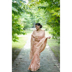 Peach Banarasi Lining Pattern Saree