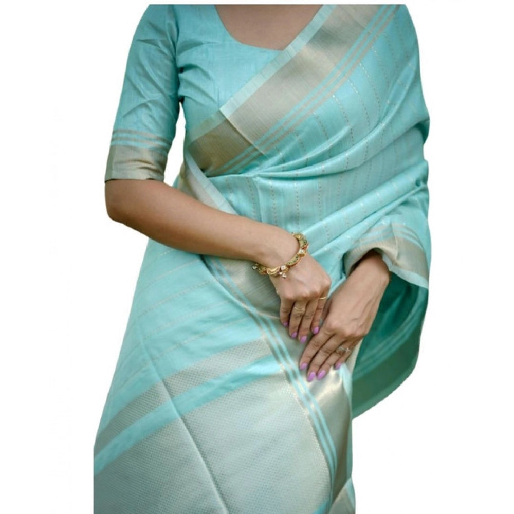 Aqua Banarasi Pattern Saree