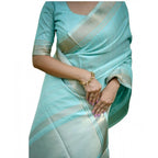 Aqua Banarasi Pattern Saree