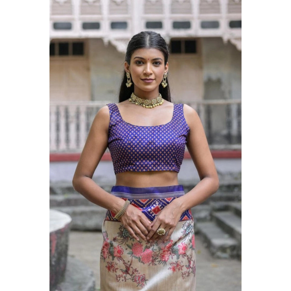 Tussar Floral With Patola Print Saree