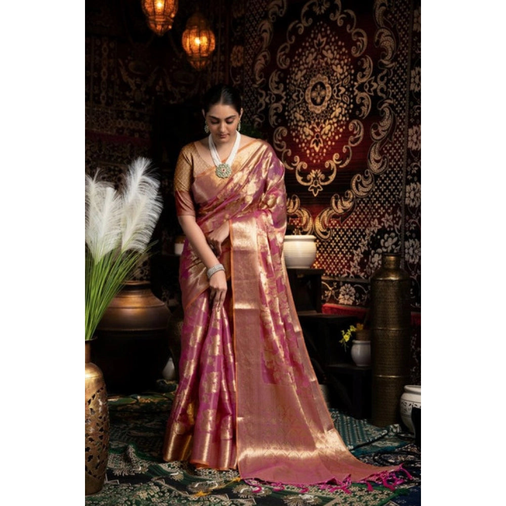 Purple Organza Silk Saree