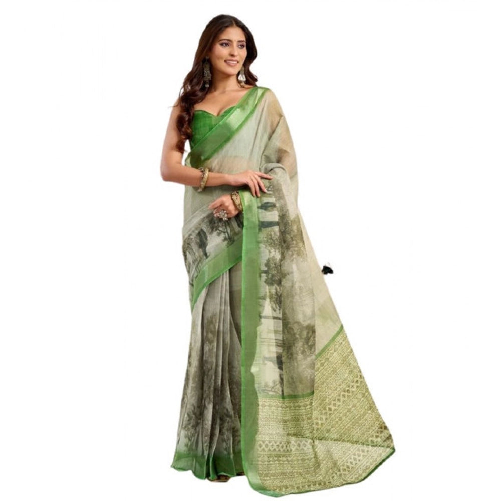 Easy to wear Linen Printed Saree