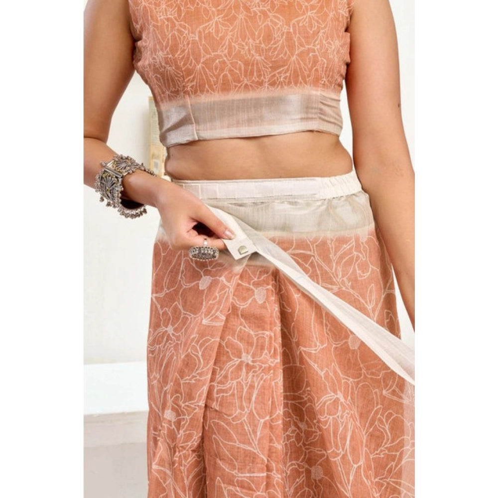 Peach Instant drape saree