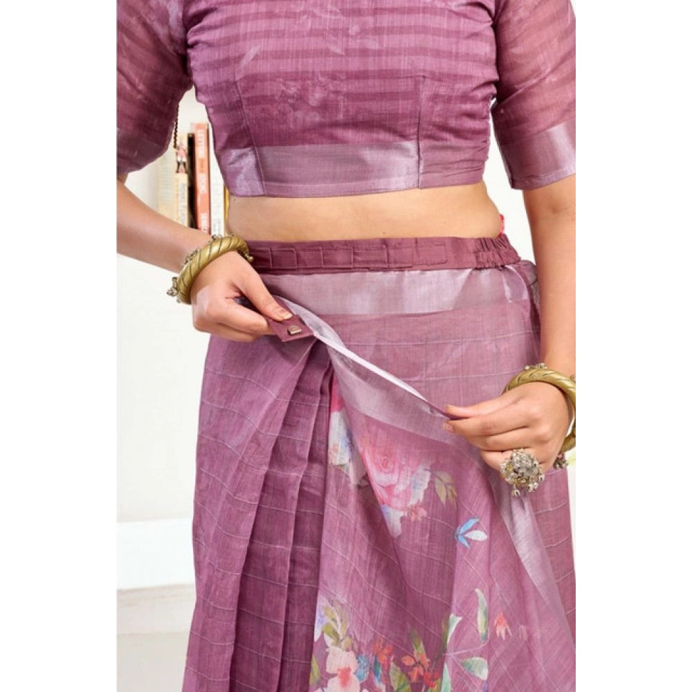 Pink Printed Line Saree