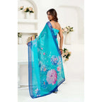 Blue Printed Line Saree