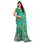 Green Printed Line Saree