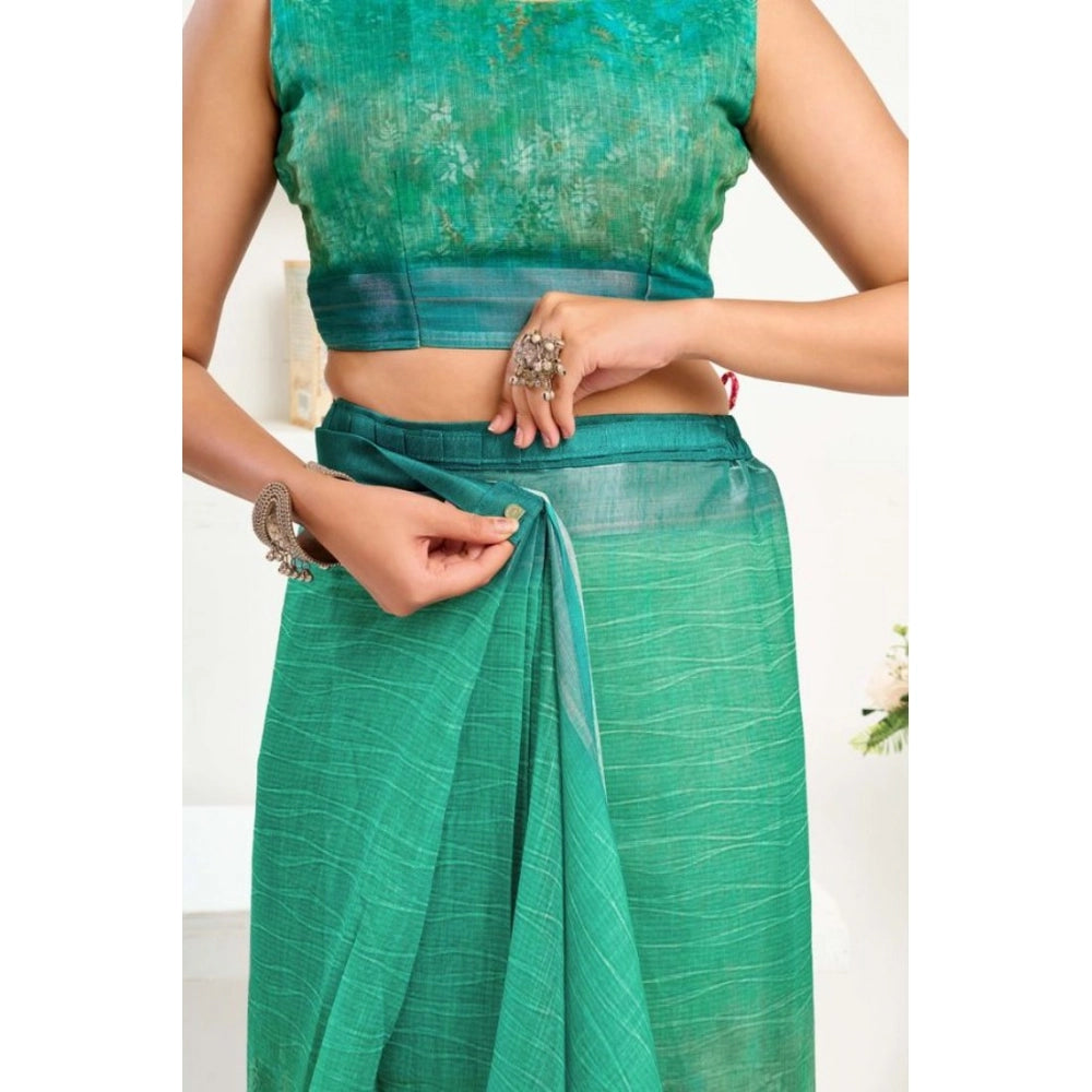 Green Printed Line Saree