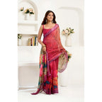 Ready to wear Printed Line Saree(Pink)