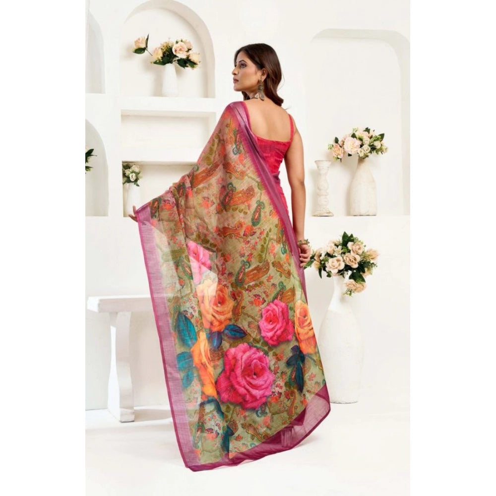 Ready to wear Printed Line Saree(Pink)