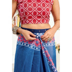 Ready to wear Printed Line Saree(Blue)