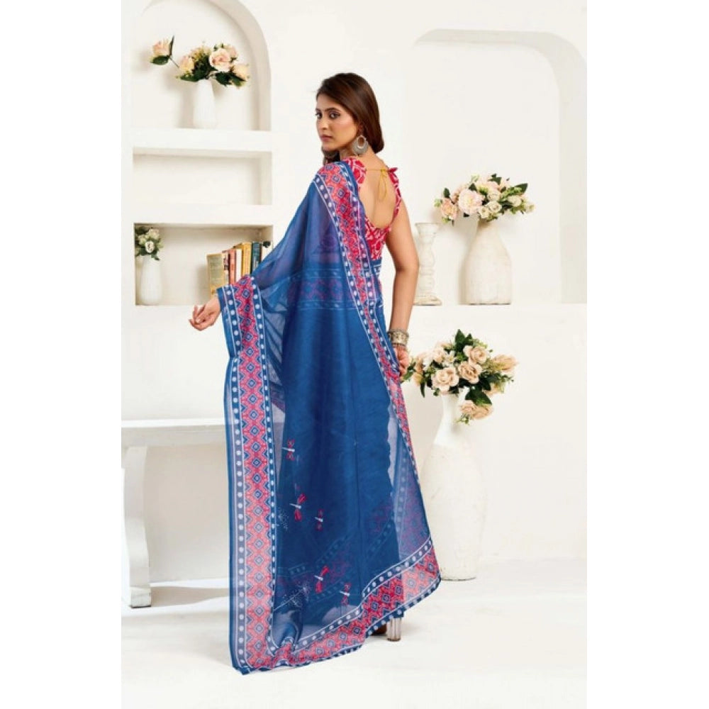 Ready to wear Printed Line Saree(Blue)