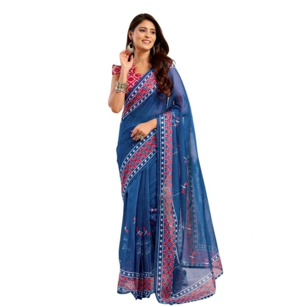 Ready to wear Printed Line Saree(Blue)