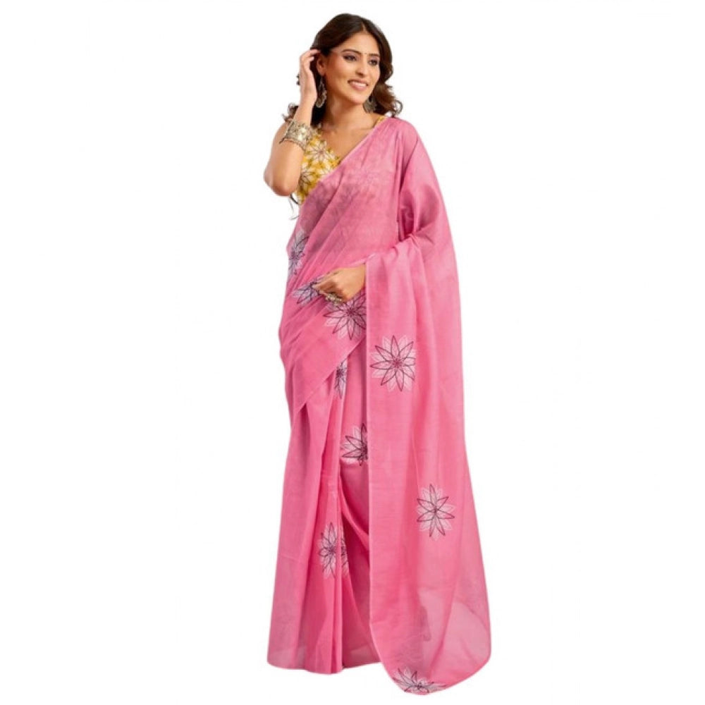 Floral Print Ready to wear Saree (Pink)