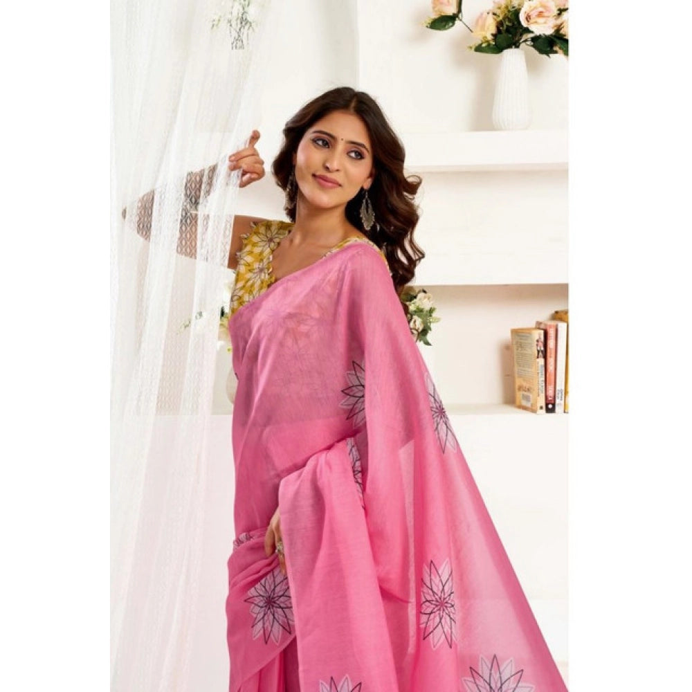 Floral Print Ready to wear Saree (Pink)