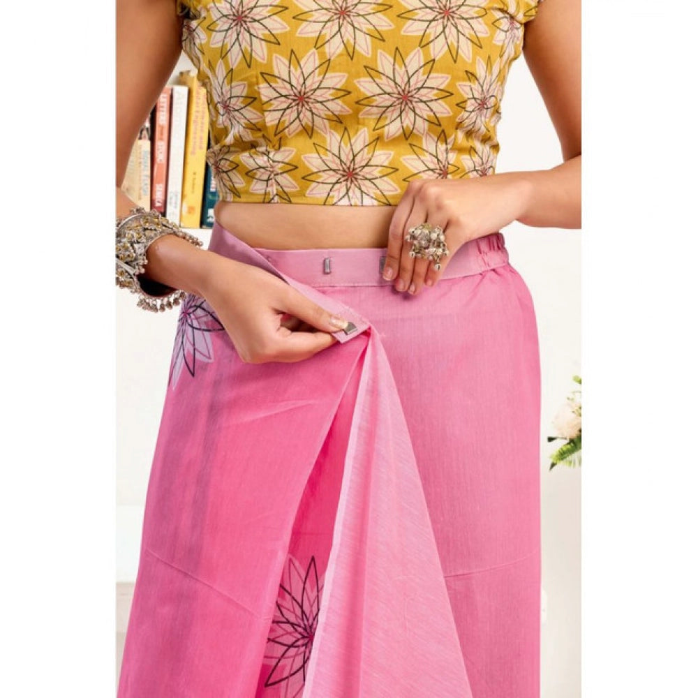 Floral Print Ready to wear Saree (Pink)