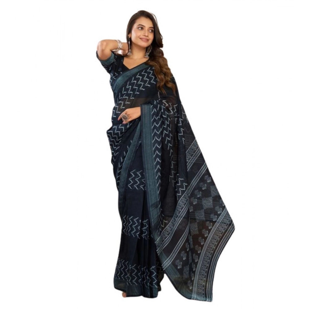 Black Printed Line Saree