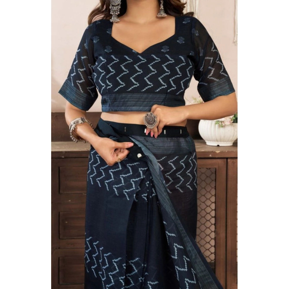 Black Printed Line Saree